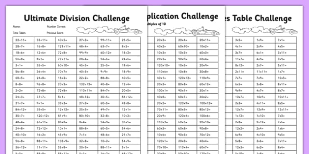 division table worksheets