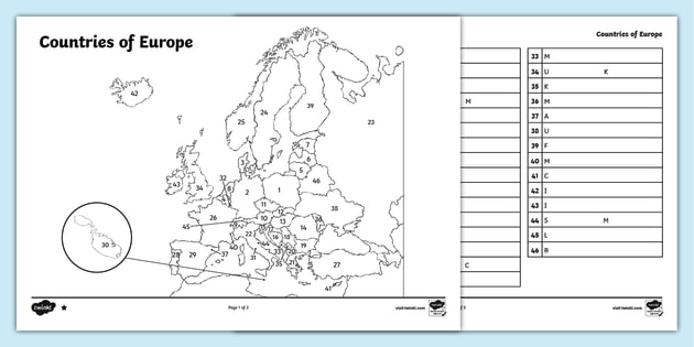 blank europe map worksheet