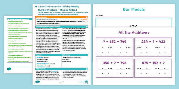 👉 Y3 Intervention: Missing Number Problems - Missing Addend