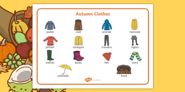 Autumn Clothes Word Mat (Teacher-Made) - Twinkl