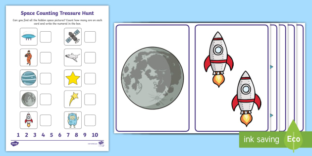 Maths Space Themed Counting Treasure Hunt Activity