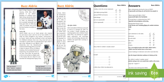 KS2 Buzz Aldrin Differentiated Reading Prehension