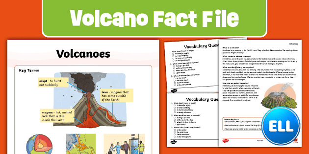 Volcanoes | Natural Disasters Fact File and Vocabulary Questions