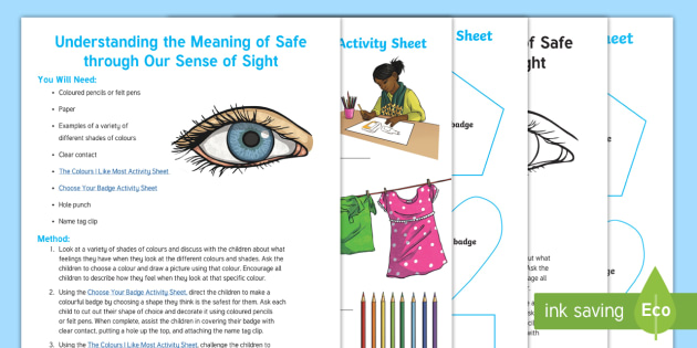 Understanding The Meaning Of Safe Through Our Sense Of Sight Activity