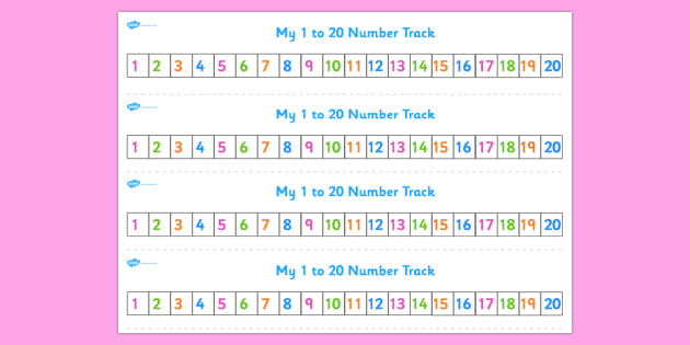 Numbers 1-20 Number Trackk - education, home school, free, maths