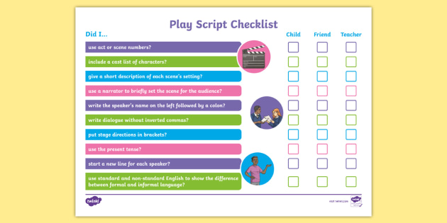 Features Of A Play Script Ks2 Checklist