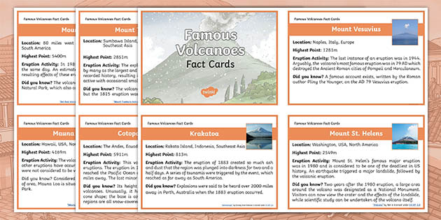 Famous Volcanoes Facts Cards | Teaching Resources