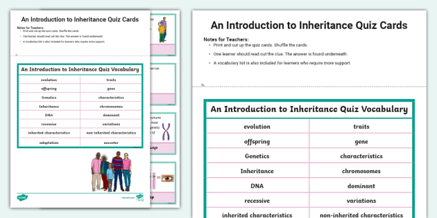 An Introduction to Inheritance Quiz Cards