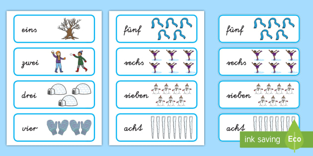 Winter Bilder Und Zahlworter 1 Bis 10 Memory Karten