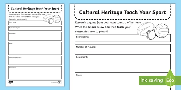 Cultural Heritage Teach Your Sport Planning Template