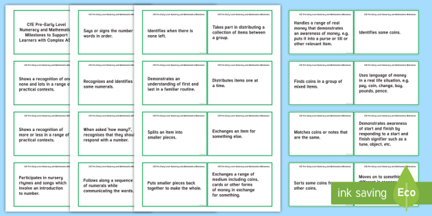 CfE Pre-Early Level Numeracy and Mathematics Milestones to Support Learners