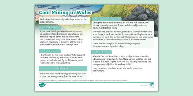 Coal Mining Histories | twinkl.co.uk
