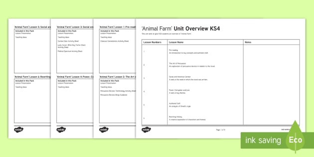 Animal farm unit plan