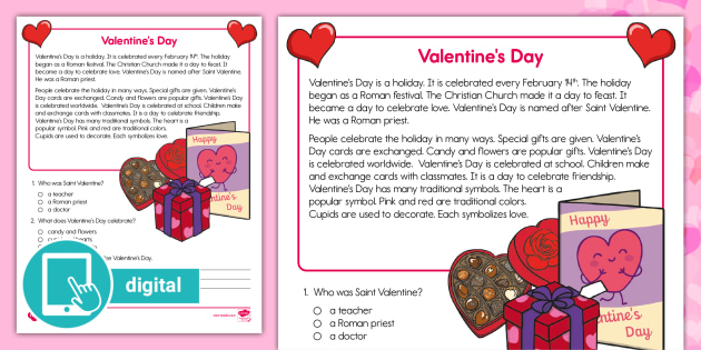 2nd Grade Valentine's Day Reading Comprehension | Twinkl USA