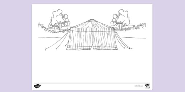 FREE! - Tent Background Colouring Sheet | Colouring Sheets