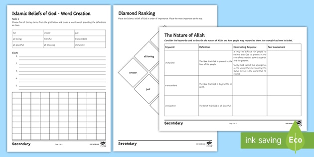 the islamic belief in god worksheet worksheets