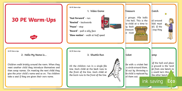 Free 30 Warm Up Ideas For Pe Cards Ks1 Gymnastics Twinkl