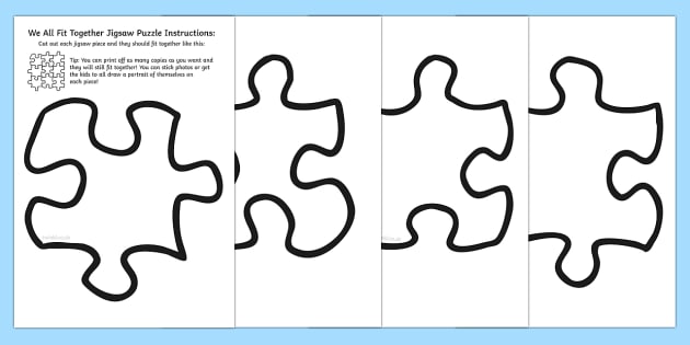 Printable Puzzle Piece Template  Puzzle piece template, Puzzle piece  crafts, Puzzle pieces