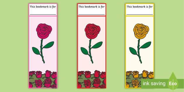 FREE! - Rose Flower Bookmarks - Primary Resources