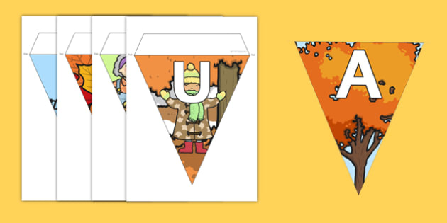 Autumn Display Lettering Bunting Teacher Made