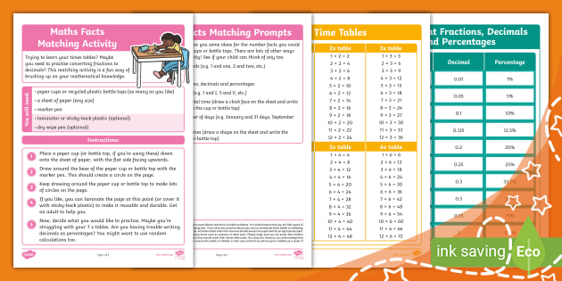 * NEW * Maths Facts Matching Activity