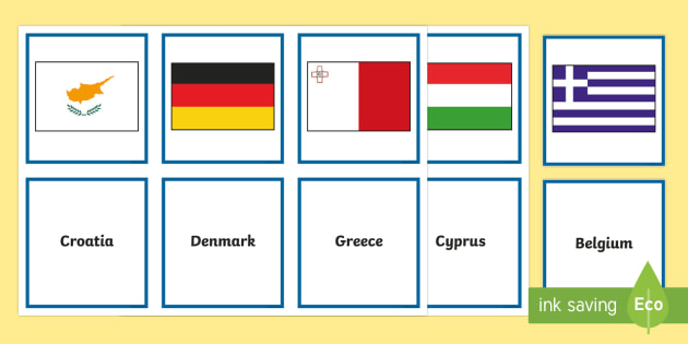 European Flags Matching Cards (Teacher-Made) - Twinkl