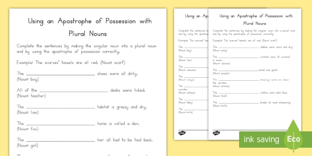 Using An Apostrophe Of Possession With Plural Nouns