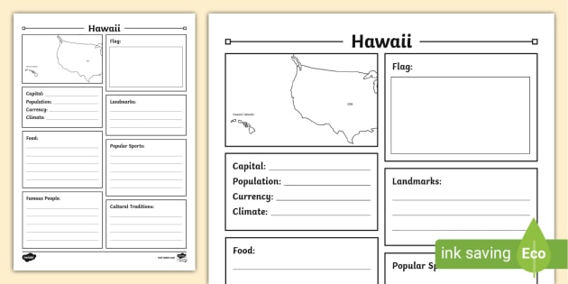 Hawaii Fact File Template (teacher made)