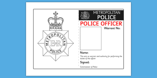 Police Identity Badge Role Play Template - police, id, badge