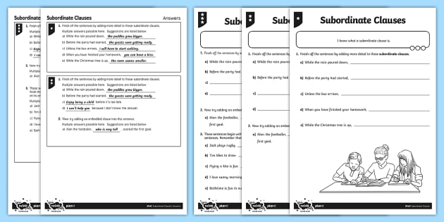 Subordinate Clause Differentiated Worksheet Pack