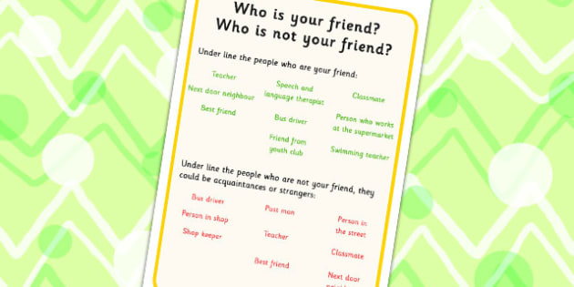 Who Is Your Friend Worksheet