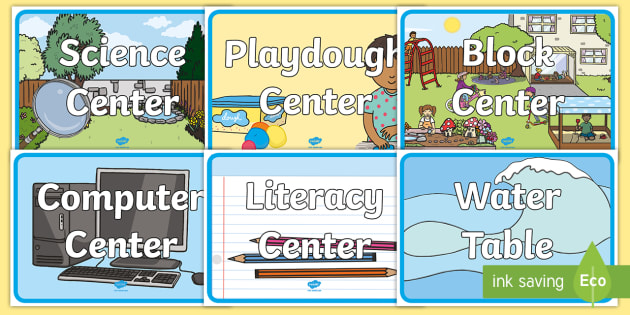 Learning Center Signs - Early Childhood Centers, Centers, Center labels