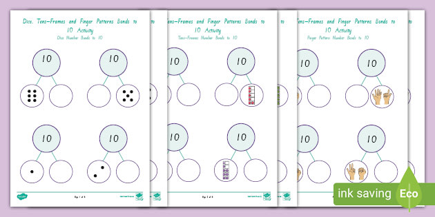 Dice, Tens-Frames and Finger Patterns Bonds to 10 Activity