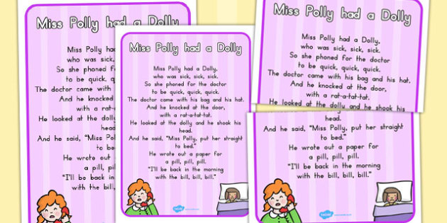 Miss Polly Had a Dolly Nursery Rhyme Poster (teacher made)