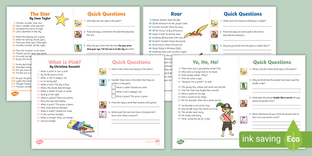 KS1 60-Second Reads: Poetry Activity Pack (Age 5-7)