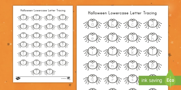 Halloween Lowercase Letter Tracing Printable Activity