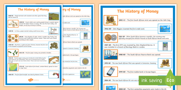 Draw A Timeline For The History Of Paper Money In South Africa