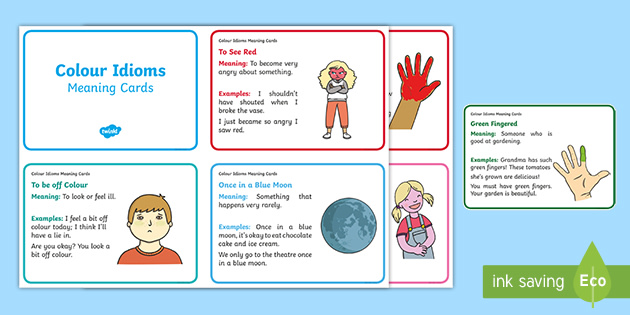 Color Idioms Meaning Cards Teacher Made