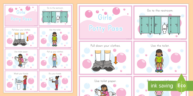 Girls' Potty Pass Lanyard Cards (teacher made)