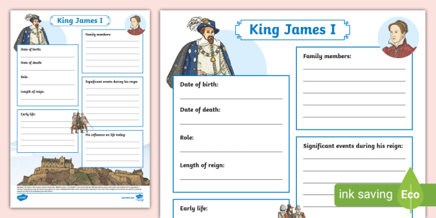 NEW King James I Fact File Template History Writing Frame NEW King James I Fact File Template History Writing Frame