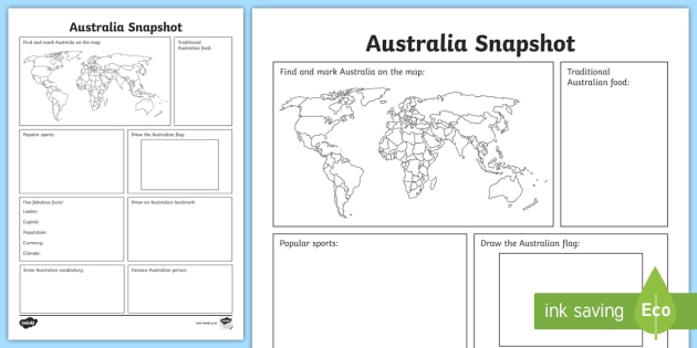 australia snapshot worksheet teacher made