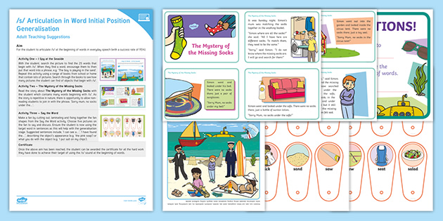 /s/ Articulation Word Initial Position Generalisation Activity Pack