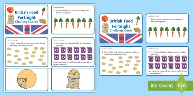 British Food Fortnight Math Challenge Cards (teacher made)