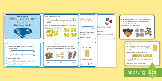 Year 2 Different Representations Place Value Maths Mastery Challenge Cards