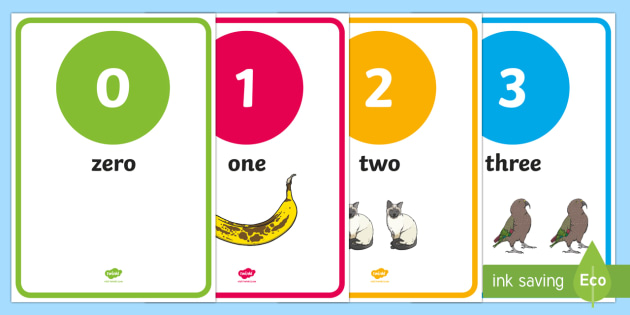 number and word posters 0 20 with images teacher made