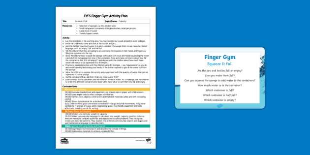 Eyfs Squeeze It Full Finger Gym Plan And Prompt Card Pack