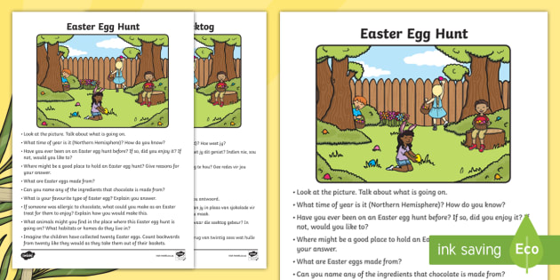 easter egg hunt oral language worksheet english afrikaans