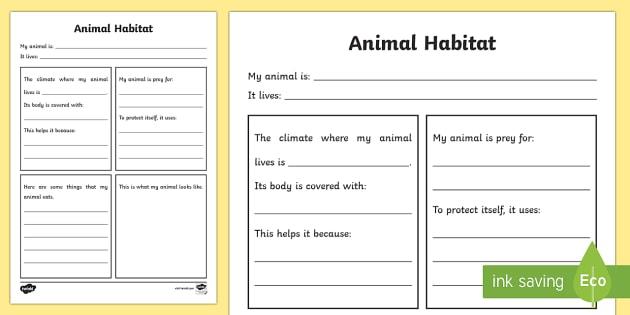 Animals And Habitats Worksheet Primary Resource