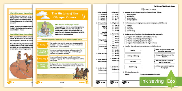 Lks2 The History Of The Olympic Games Differentiated Reading Comprehension