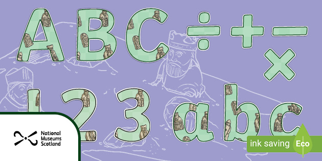 The Lewis Chess Pieces Display Lettering